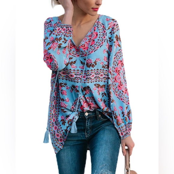 🌈🌺 NWOT Bohemian Blouse - Picture 3 of 12